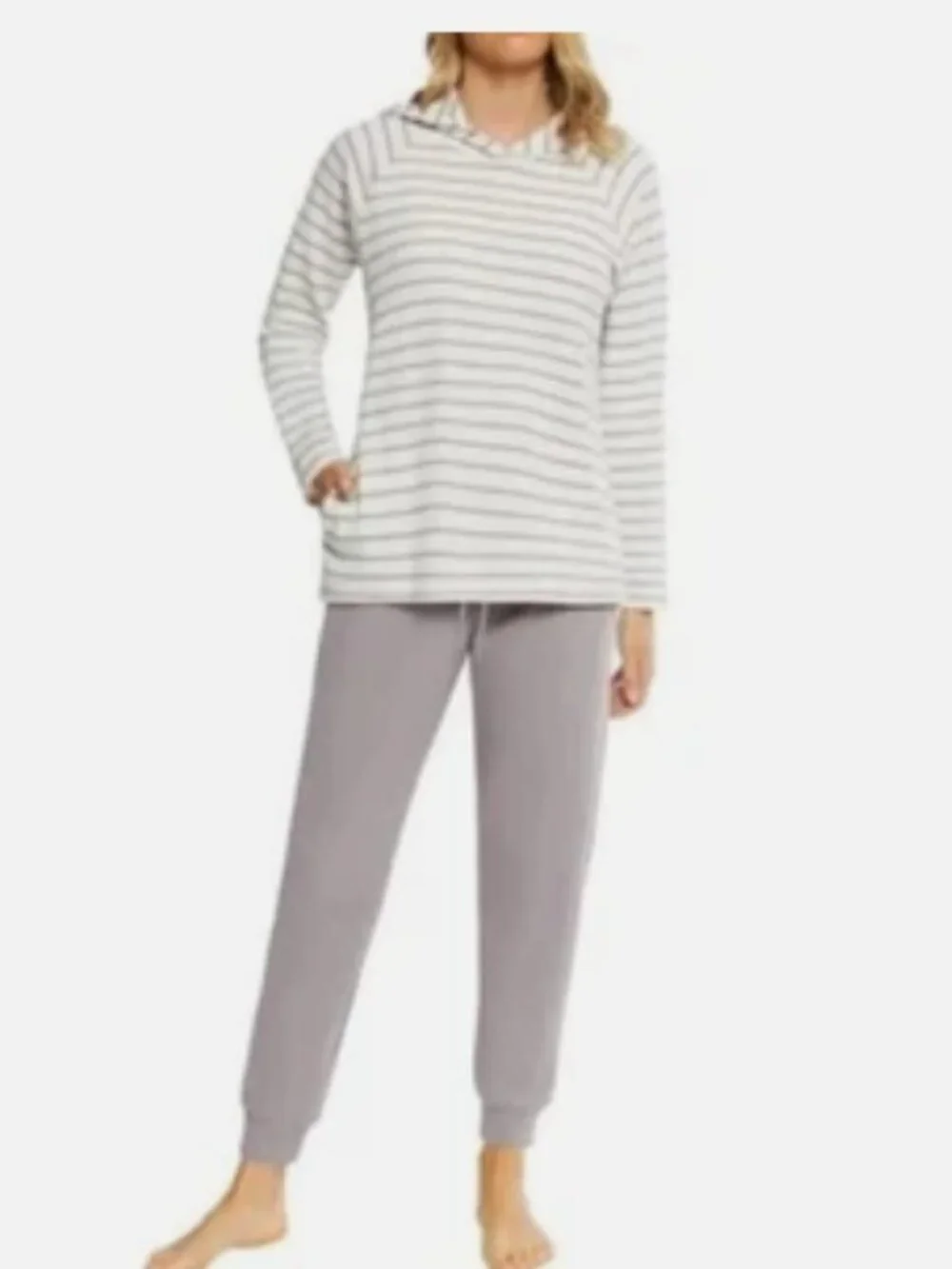 Max & Mia Women's 2 Piece Stripe Waffle Knit Lounge Set, Dusty Plum, S